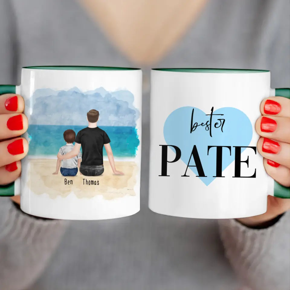 Personalisierte Tasse - Bester Pate (1 Kind + 1 Mann)