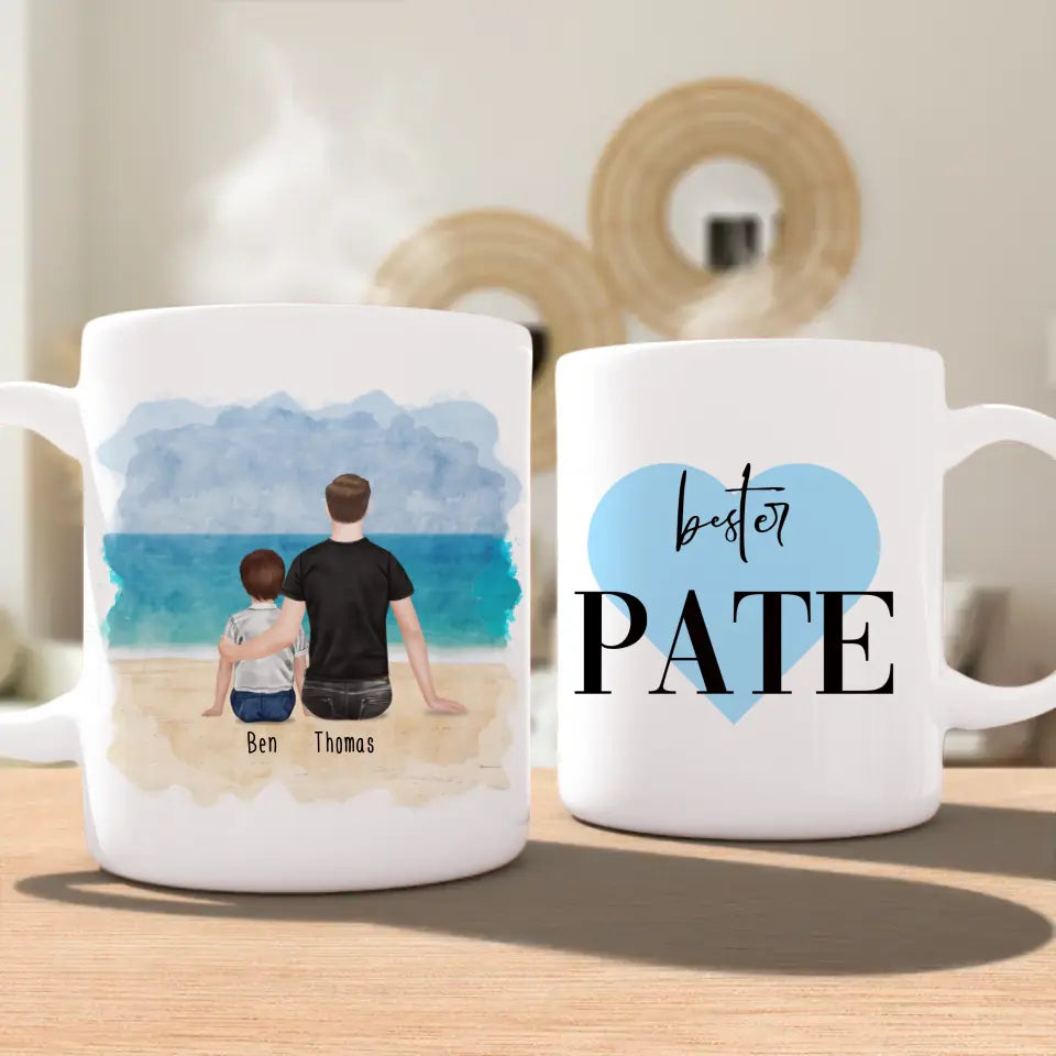 Personalisierte Tasse - Bester Pate (1 Kind + 1 Mann)