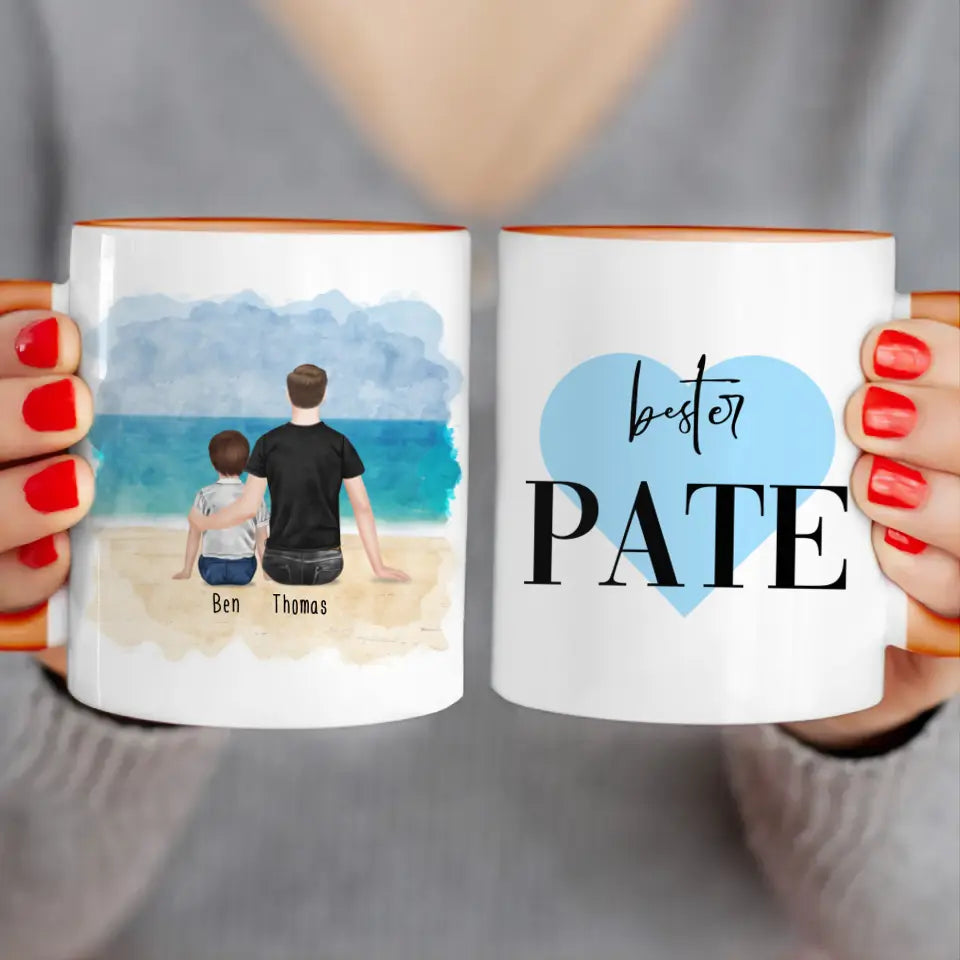 Personalisierte Tasse - Bester Pate (1 Kind + 1 Mann)