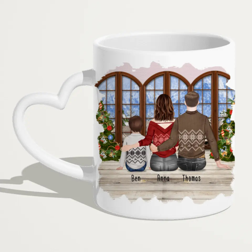 Personalisierte Tasse mit Familie (1 Kind/Baby) - Weihnachtstasse