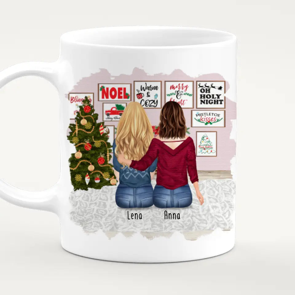 Personalisierte Tasse für Beste Freundinnen (2 Freundinnen) - Weihnachtstasse