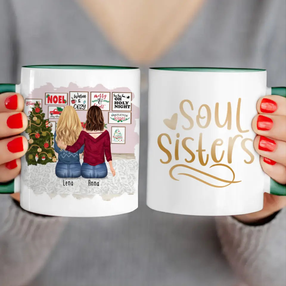 Personalisierte Tasse für Beste Freundinnen (2 Freundinnen) - Weihnachtstasse