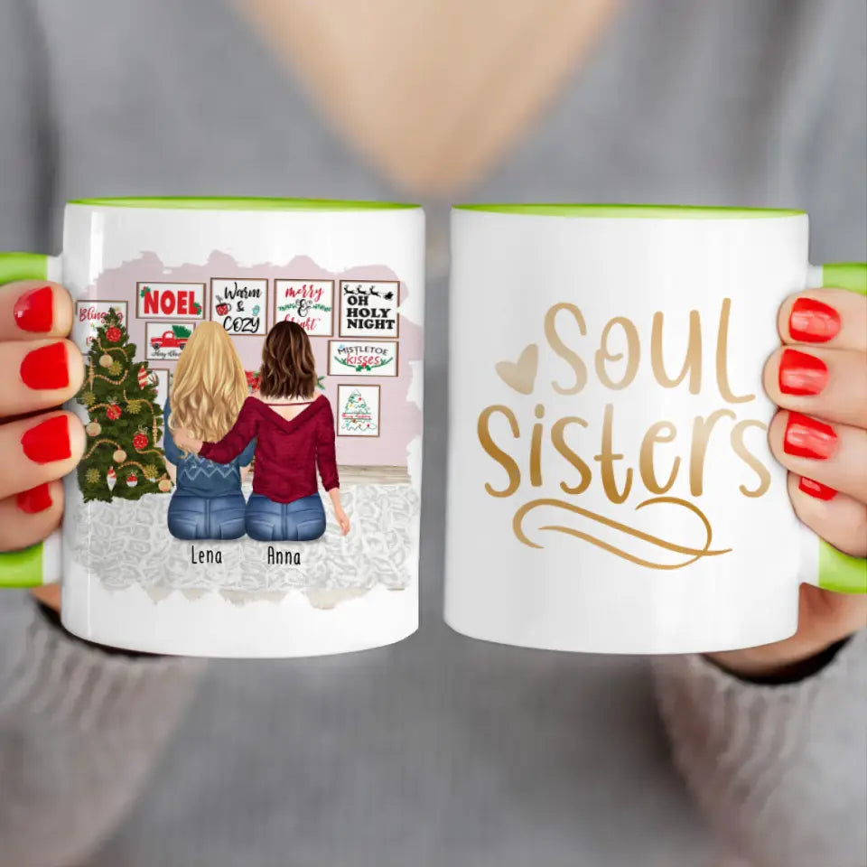 Personalisierte Tasse für Beste Freundinnen (2 Freundinnen) - Weihnachtstasse