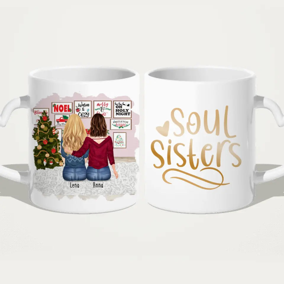 Personalisierte Tasse für Beste Freundinnen (2 Freundinnen) - Weihnachtstasse