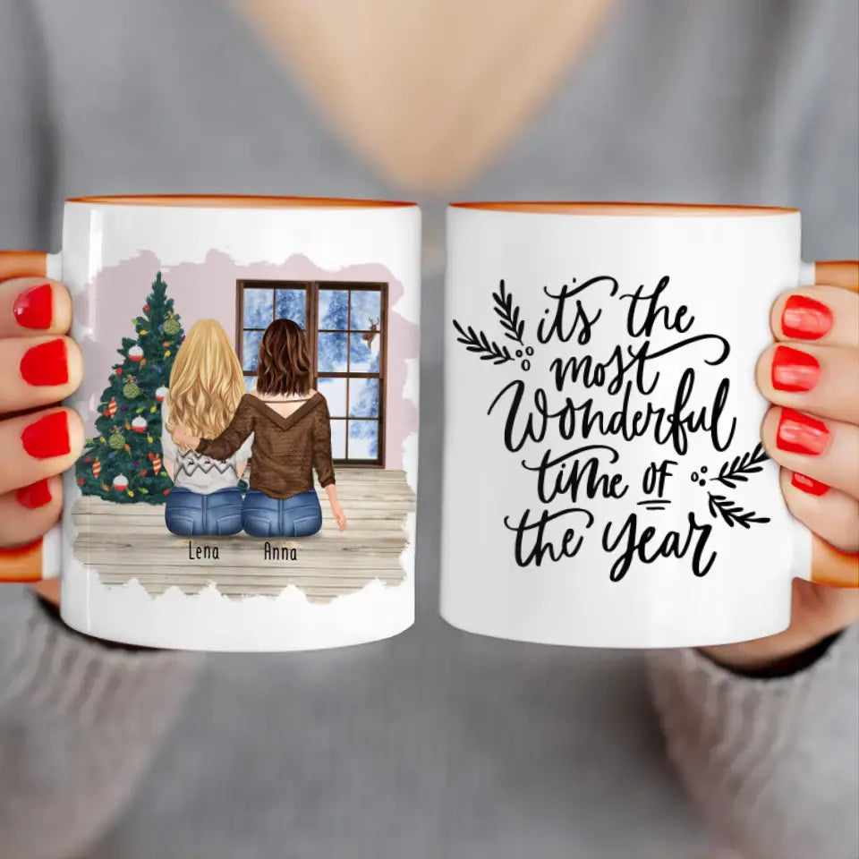 Personalisierte Tasse für Schwestern (2 Schwestern) - Weihnachtstasse