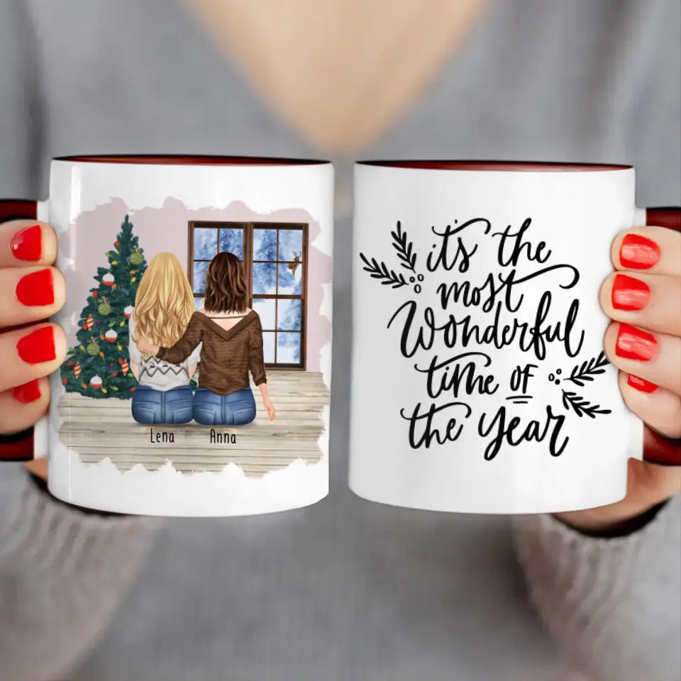 Personalisierte Tasse für Schwestern (2 Schwestern) - Weihnachtstasse