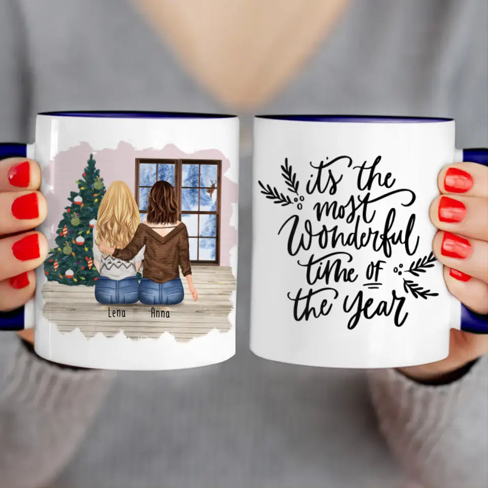 Personalisierte Tasse für Schwestern (2 Schwestern) - Weihnachtstasse