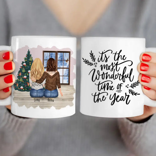 Personalisierte Tasse für Schwestern (2 Schwestern) - Weihnachtstasse