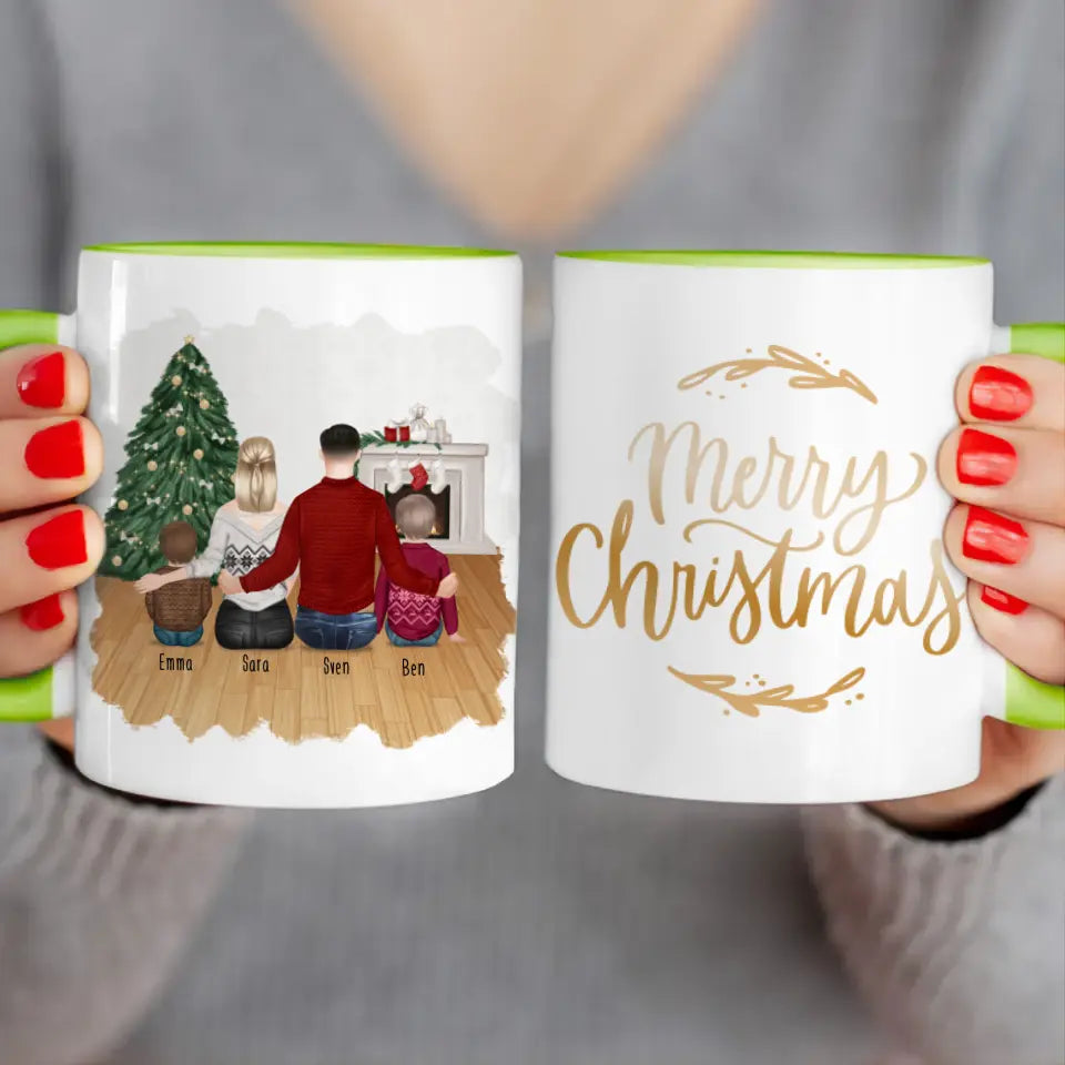 Personalisierte Tasse mit Familie (2 Kinder/Babys) - Weihnachtstasse