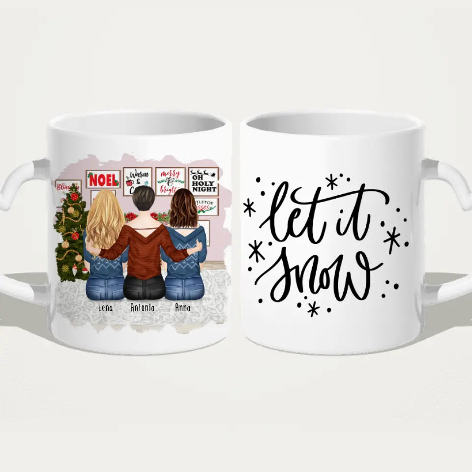 Personalisierte Tasse für Beste Freundinnen (3 Freundinnen) - Weihnachtstasse