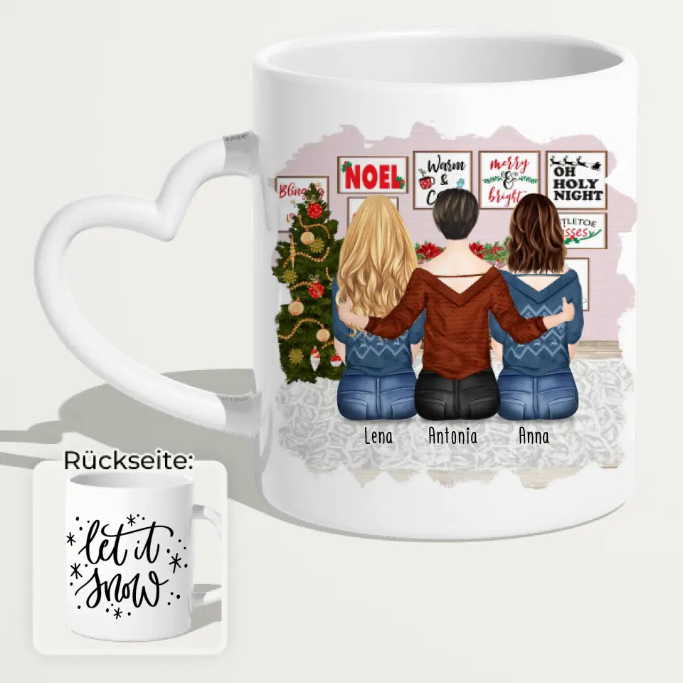 Personalisierte Tasse für Beste Freundinnen (3 Freundinnen) - Weihnachtstasse