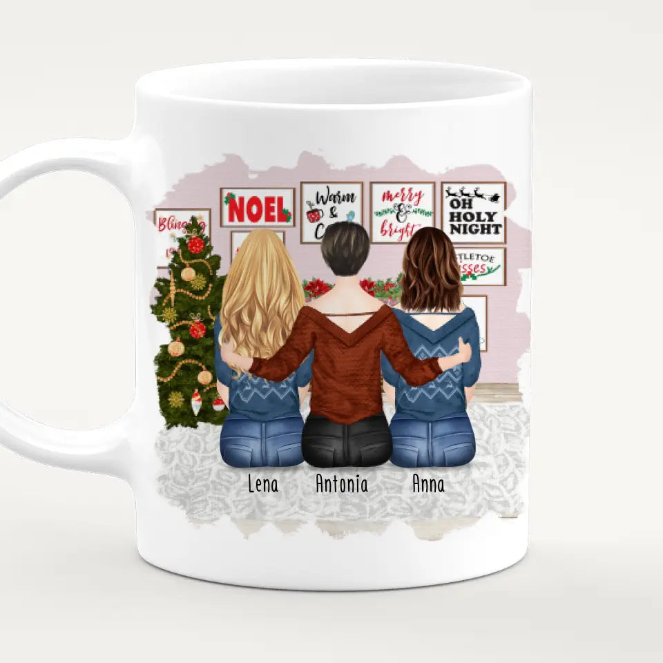 Personalisierte Tasse für Beste Freundinnen (3 Freundinnen) - Weihnachtstasse