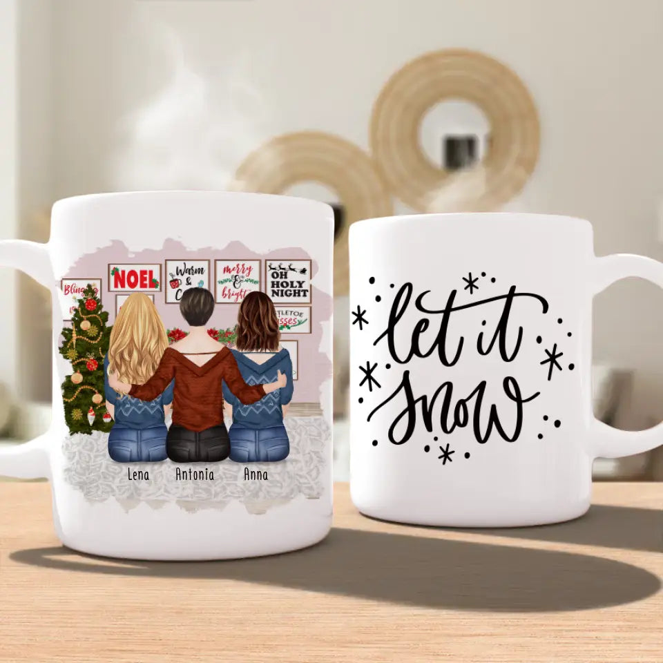 Personalisierte Tasse für Beste Freundinnen (3 Freundinnen) - Weihnachtstasse