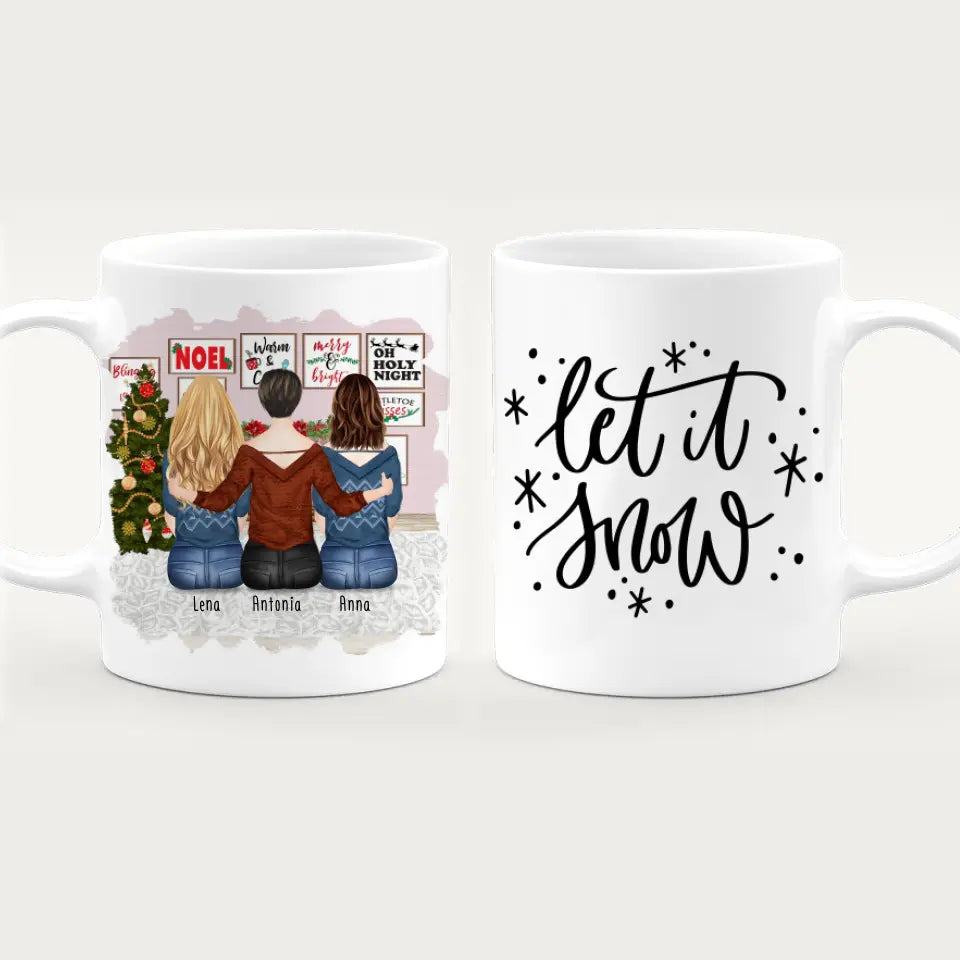 Personalisierte Tasse für Beste Freundinnen (3 Freundinnen) - Weihnachtstasse