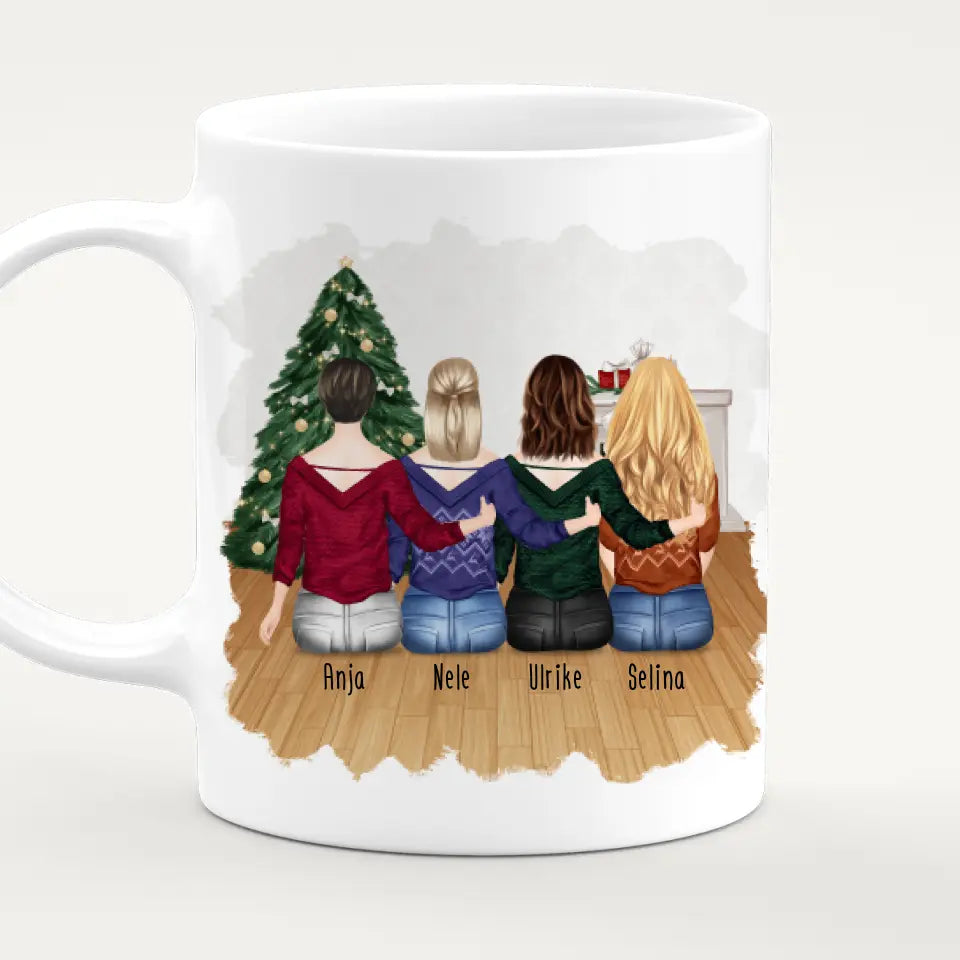 Personalisierte Tasse für Beste Freundinnen (4 Freundinnen) - Weihnachtstasse