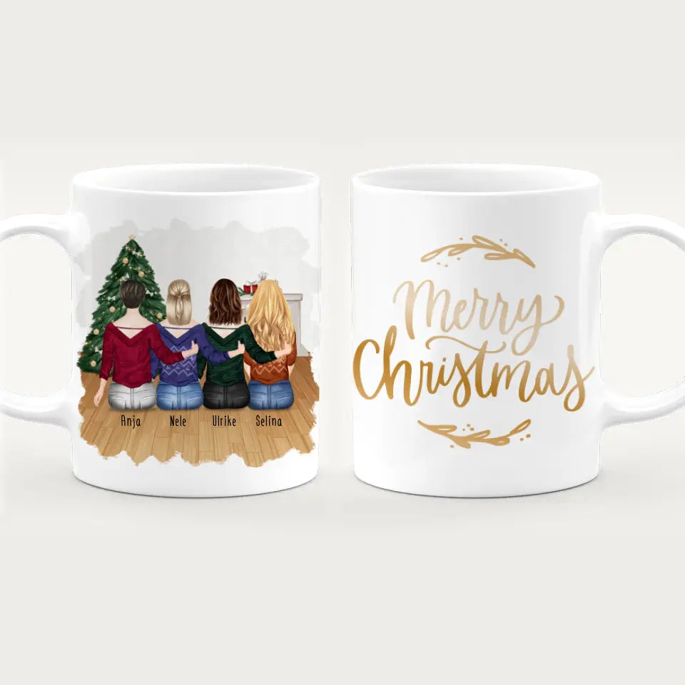 Personalisierte Tasse für Beste Freundinnen (4 Freundinnen) - Weihnachtstasse