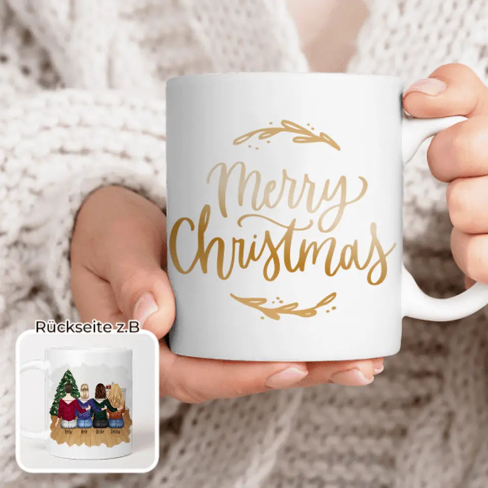 Personalisierte Tasse für Beste Freundinnen (4 Freundinnen) - Weihnachtstasse