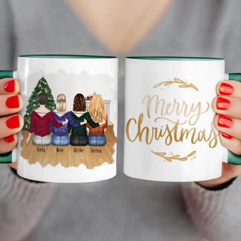 Personalisierte Tasse für Beste Freundinnen (4 Freundinnen) - Weihnachtstasse