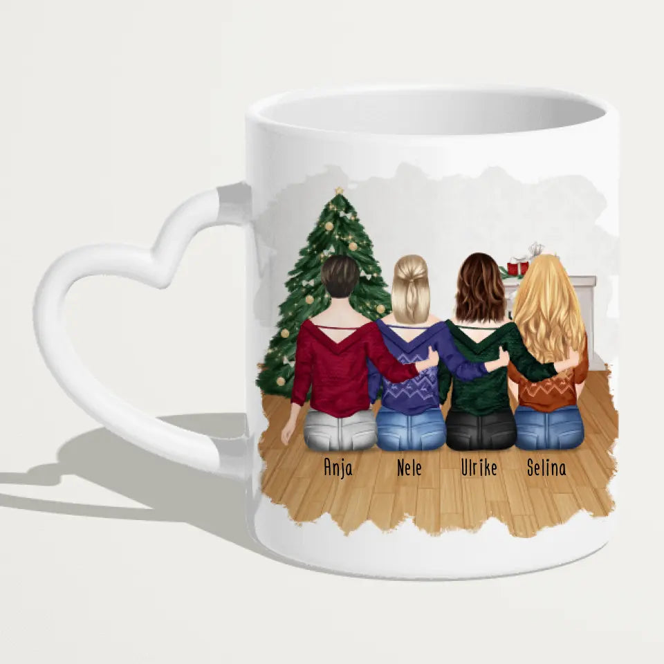Personalisierte Tasse für Beste Freundinnen (4 Freundinnen) - Weihnachtstasse
