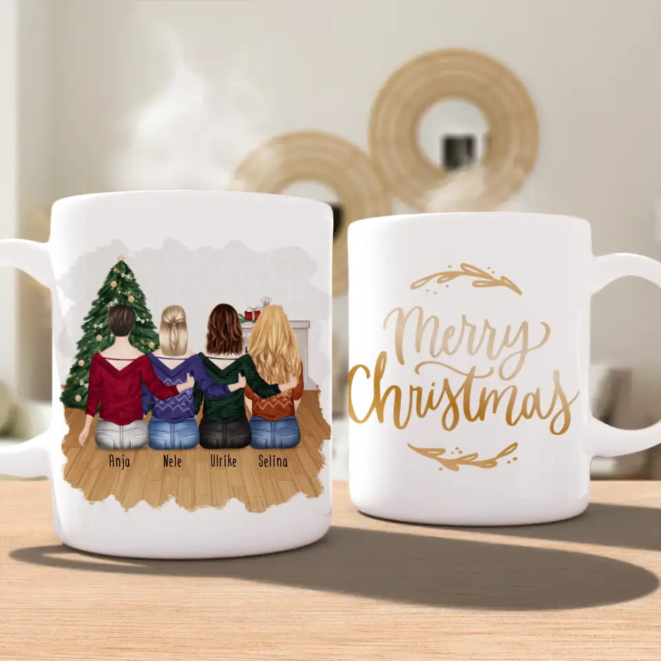 Personalisierte Tasse für Beste Schwestern (4 Schwestern) - Weihnachtstasse