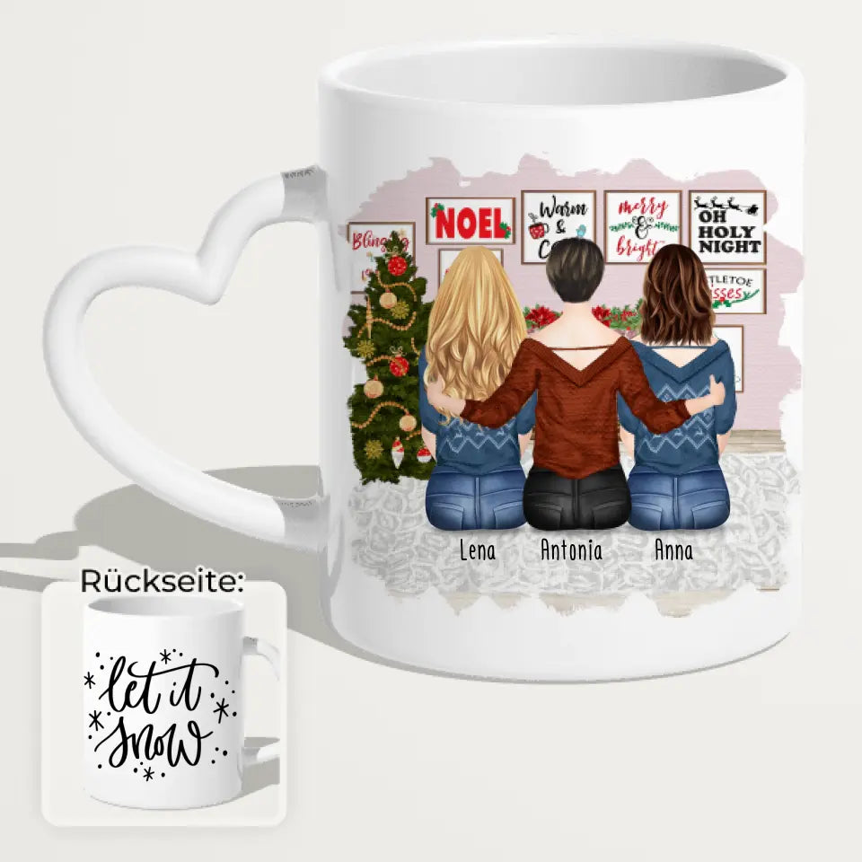 Personalisierte Tasse für Schwestern (3 Schwestern) - Weihnachtstasse