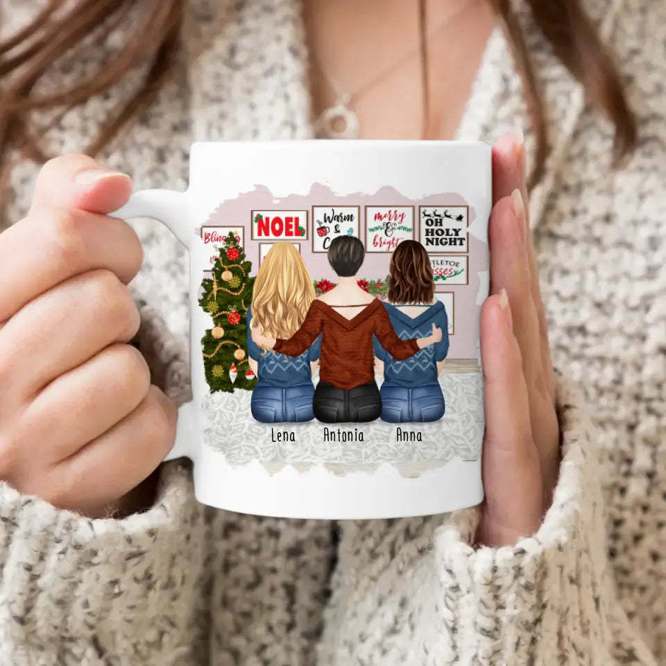 Personalisierte Tasse für Schwestern (3 Schwestern) - Weihnachtstasse