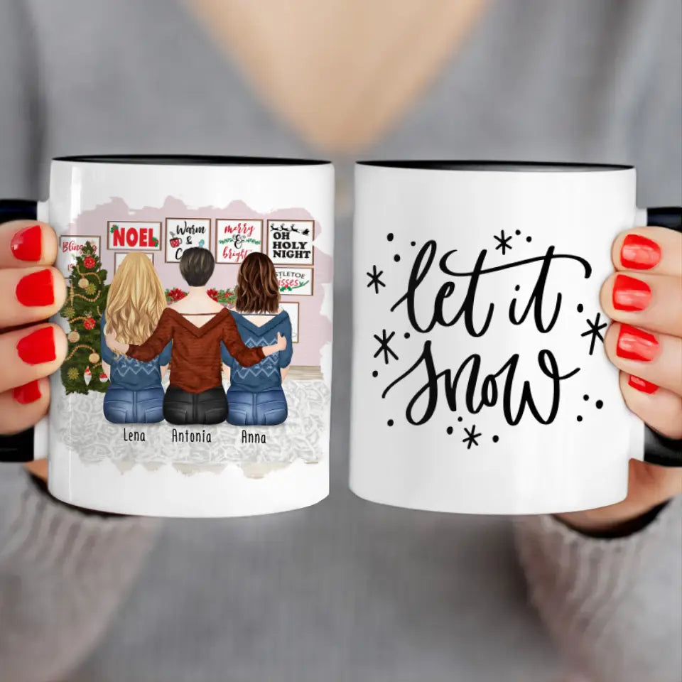 Personalisierte Tasse für Schwestern (3 Schwestern) - Weihnachtstasse