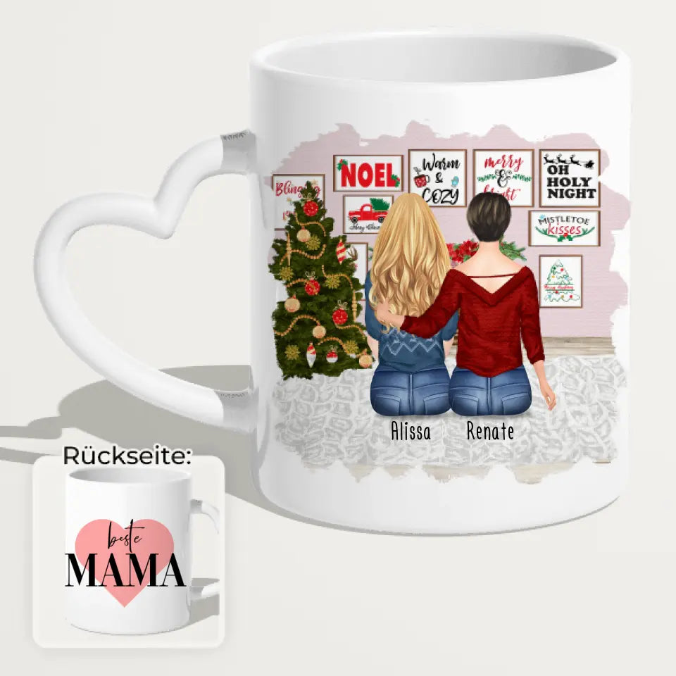 Personalisierte Tasse mit Mutter/Tochter (1 Tochter) - Weihnachtstasse