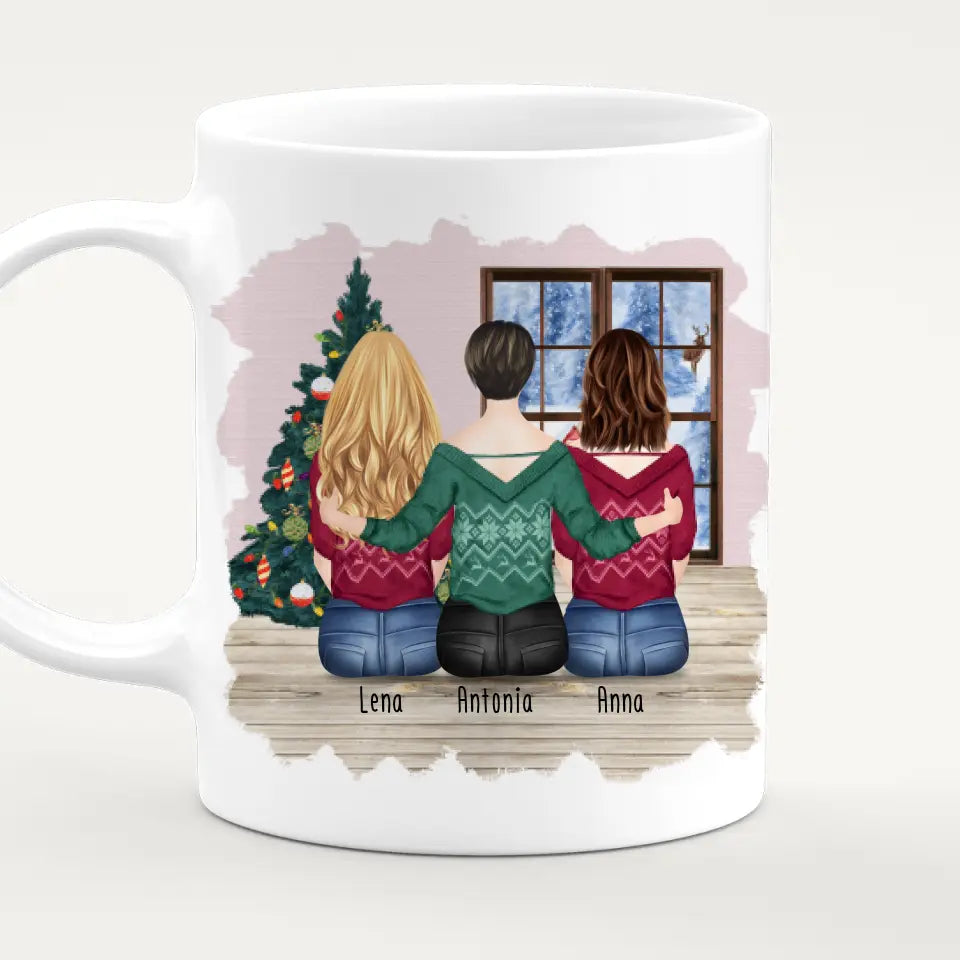 Personalisierte Tasse mit Mutter/Tochter (2 Töchter) - Weihnachtstasse