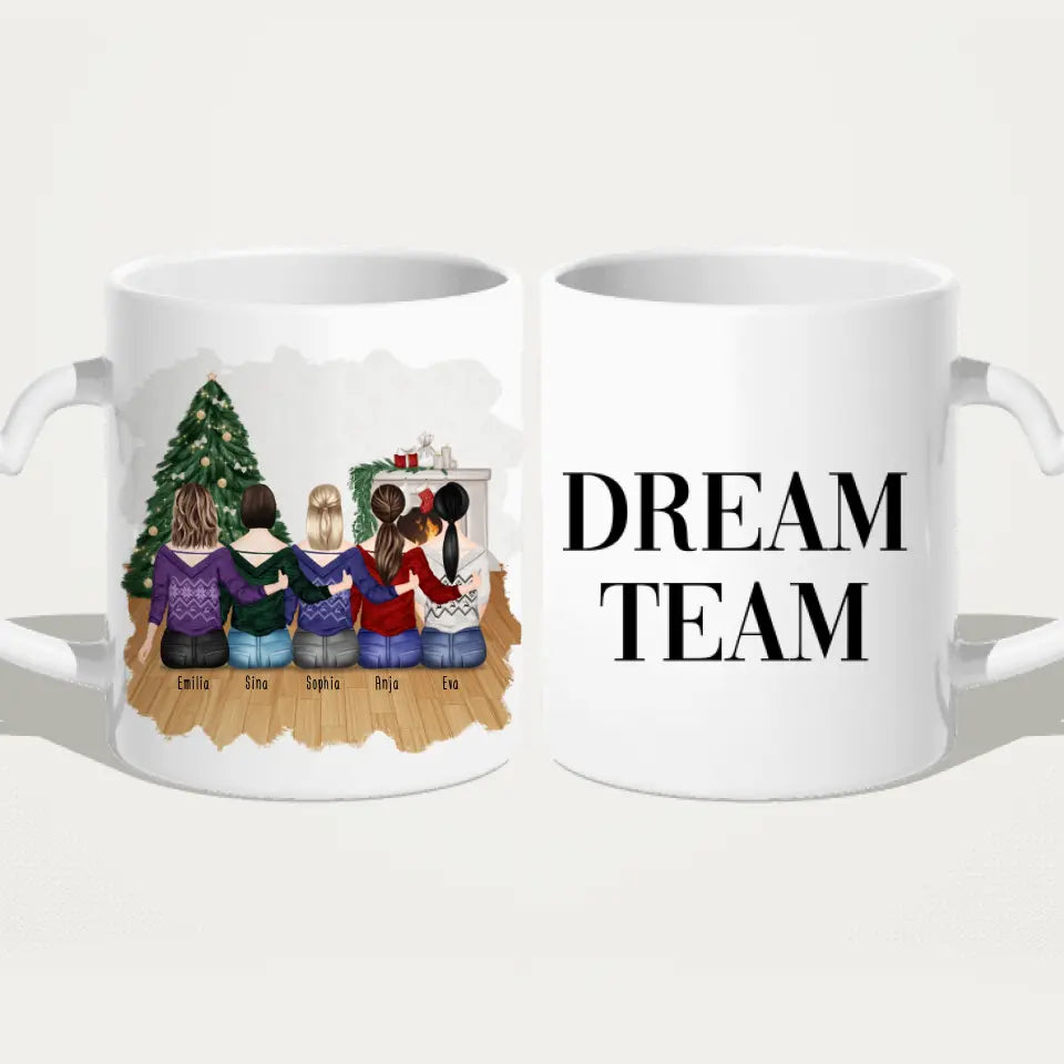 Personalisierte Tasse für Beste Schwestern (5 Schwestern) - Weihnachtstasse