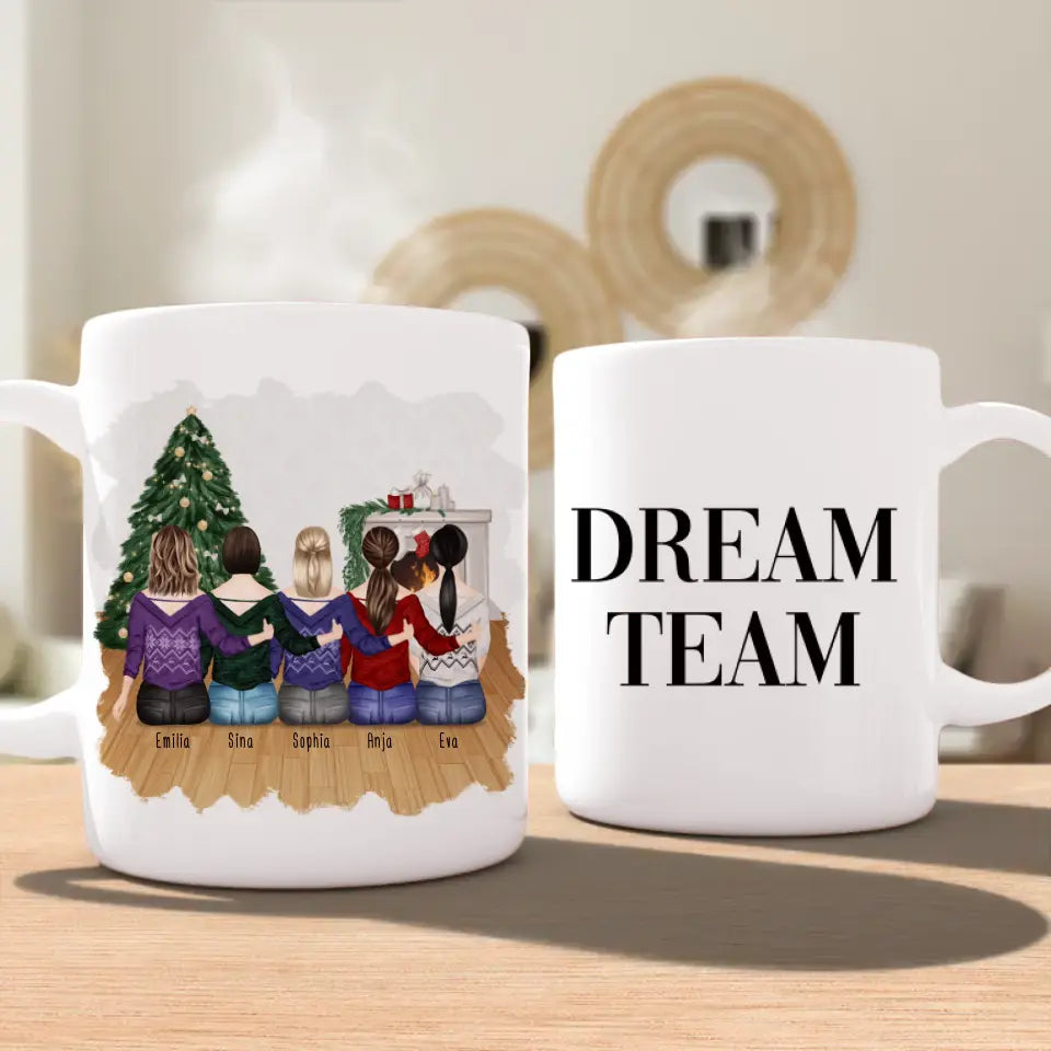 Personalisierte Tasse für Beste Schwestern (5 Schwestern) - Weihnachtstasse