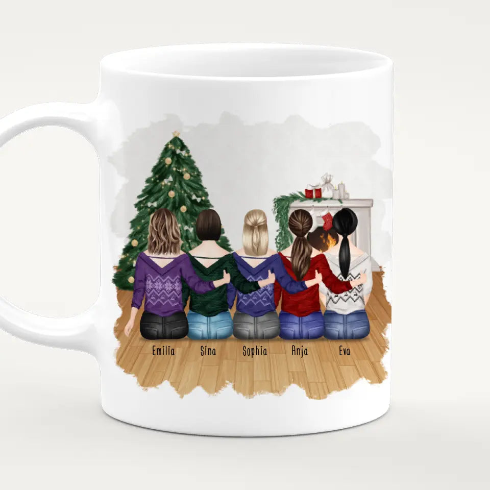 Personalisierte Tasse für Beste Schwestern (5 Schwestern) - Weihnachtstasse