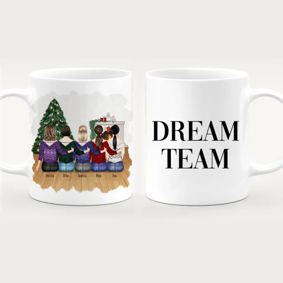 Personalisierte Tasse für Beste Schwestern (5 Schwestern) - Weihnachtstasse