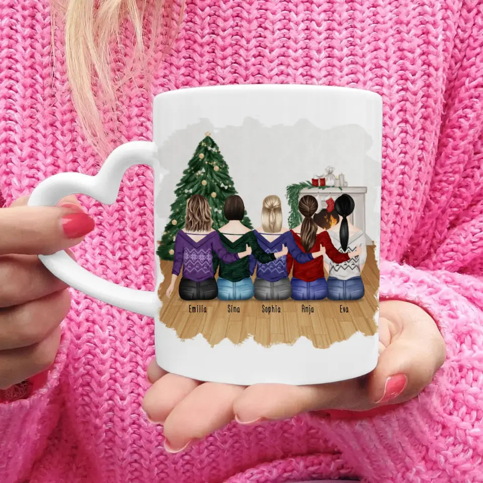 Personalisierte Tasse für Beste Freundinnen (5 Freundinnen) - Weihnachtstasse