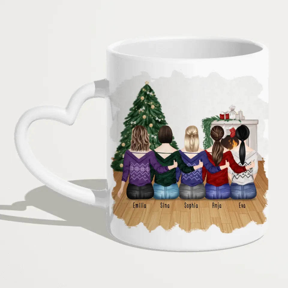 Personalisierte Tasse für Beste Freundinnen (5 Freundinnen) - Weihnachtstasse