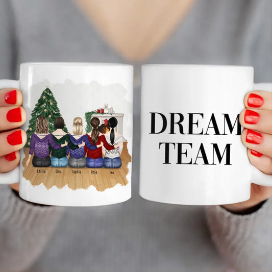 Personalisierte Tasse für Beste Freundinnen (5 Freundinnen) - Weihnachtstasse