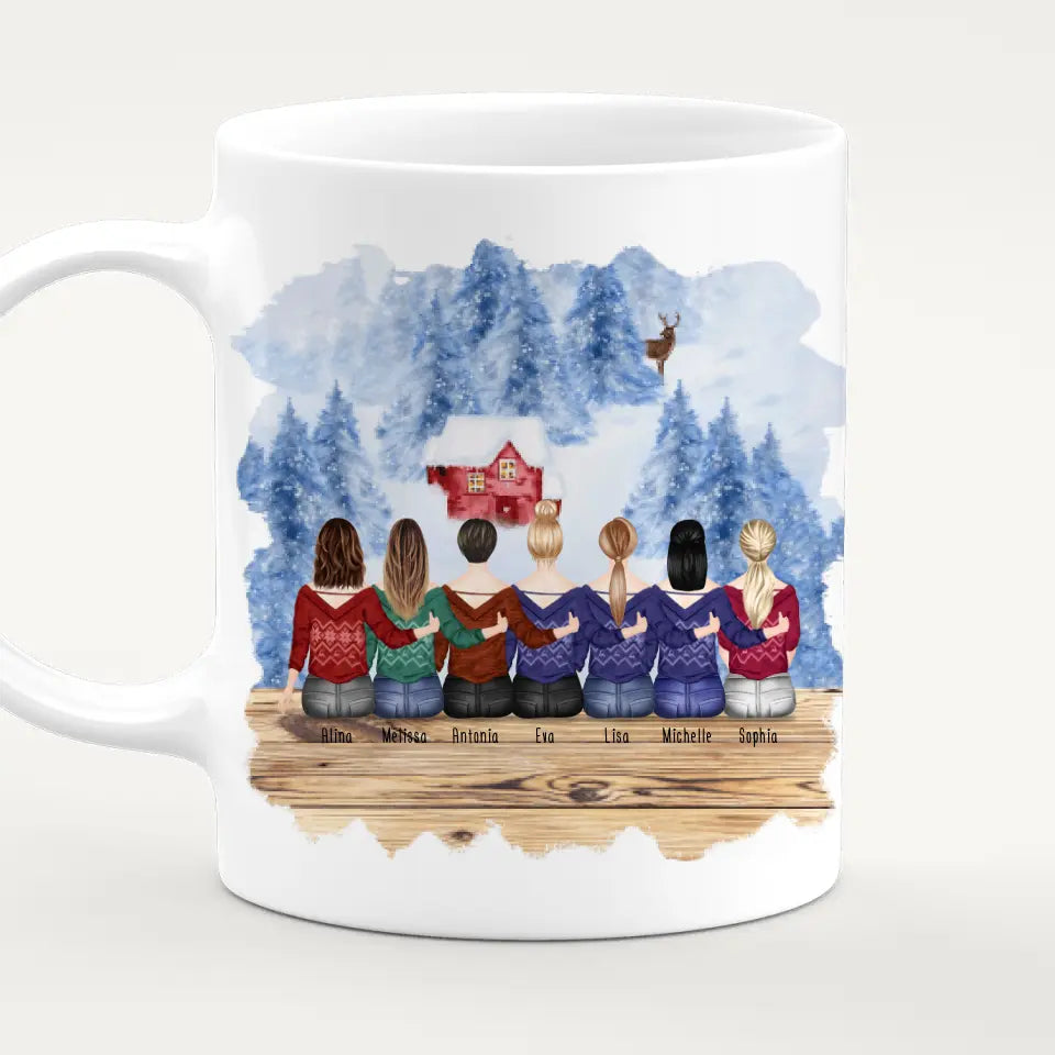 Personalisierte Tasse für Beste Freundinnen (7 Freundinnen) - Weihnachtstasse