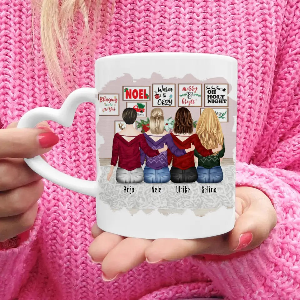 Personalisierte Tasse mit Mutter/Tochter (3 Töchter) - Weihnachtstasse