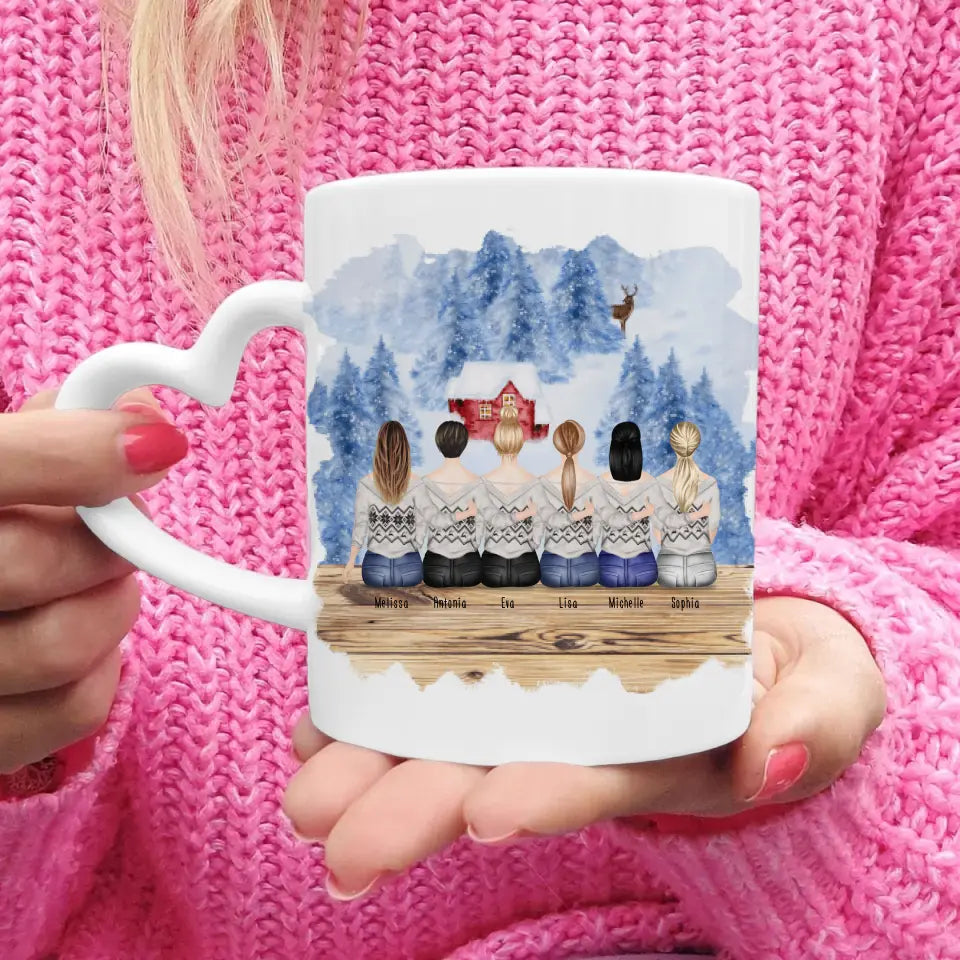 Personalisierte Tasse für Beste Freundinnen (6 Freundinnen) - Weihnachtstasse