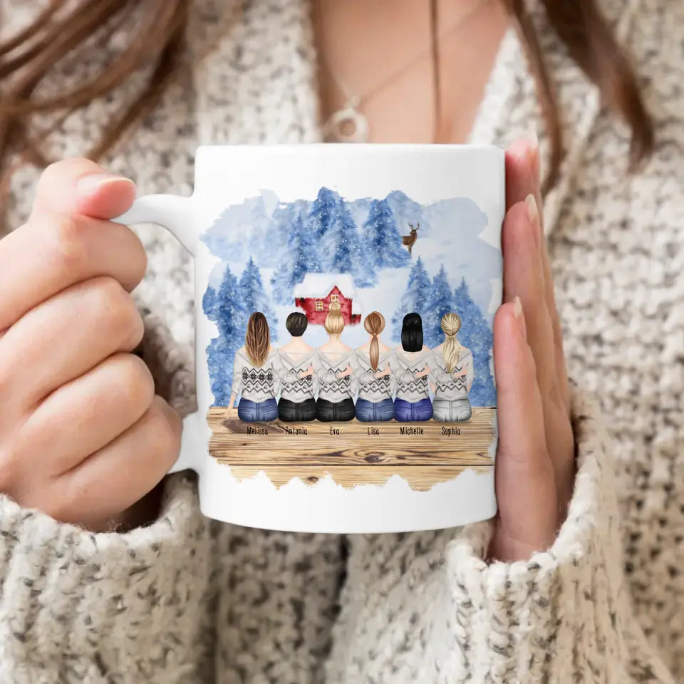 Personalisierte Tasse für Beste Freundinnen (6 Freundinnen) - Weihnachtstasse