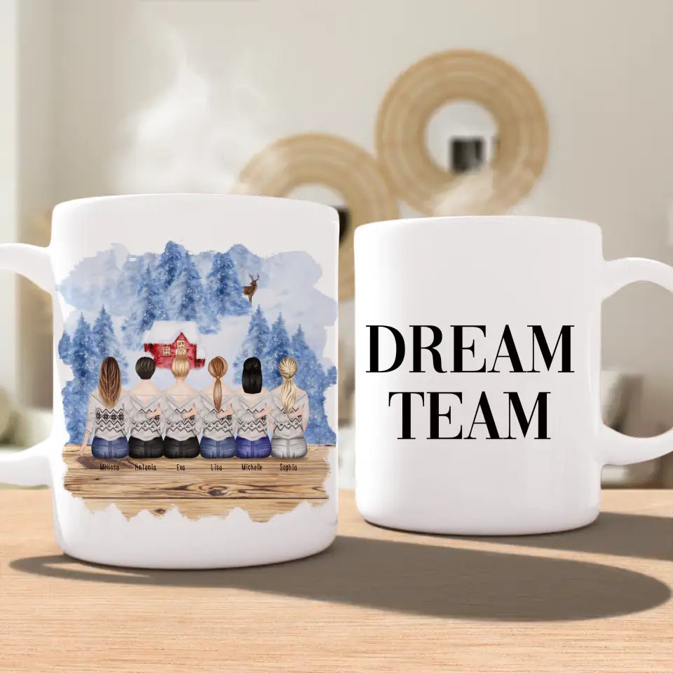 Personalisierte Tasse für Beste Freundinnen (6 Freundinnen) - Weihnachtstasse