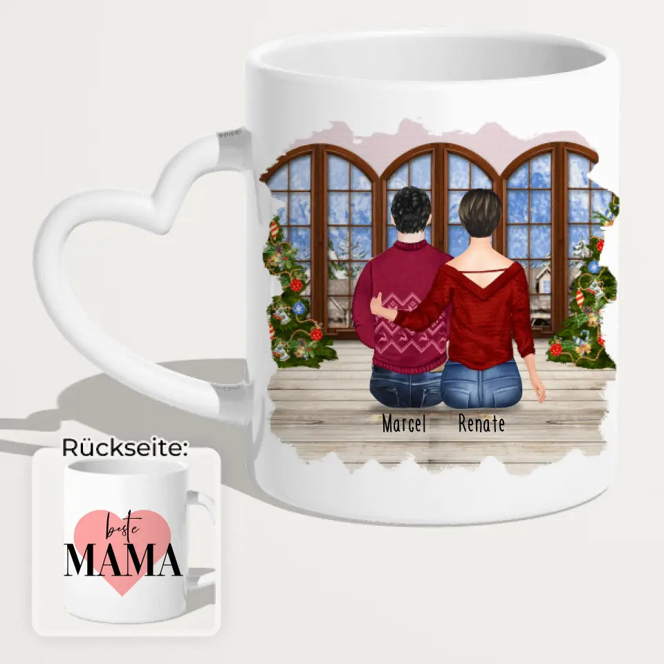 Personalisierte Tasse mit Mutter/Sohn (1 Sohn) - Weihnachtstasse