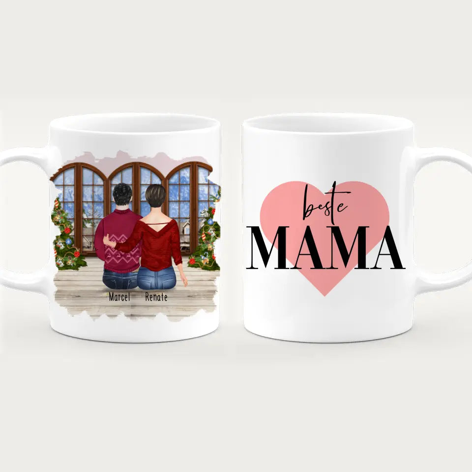 Personalisierte Tasse mit Mutter/Sohn (1 Sohn) - Weihnachtstasse