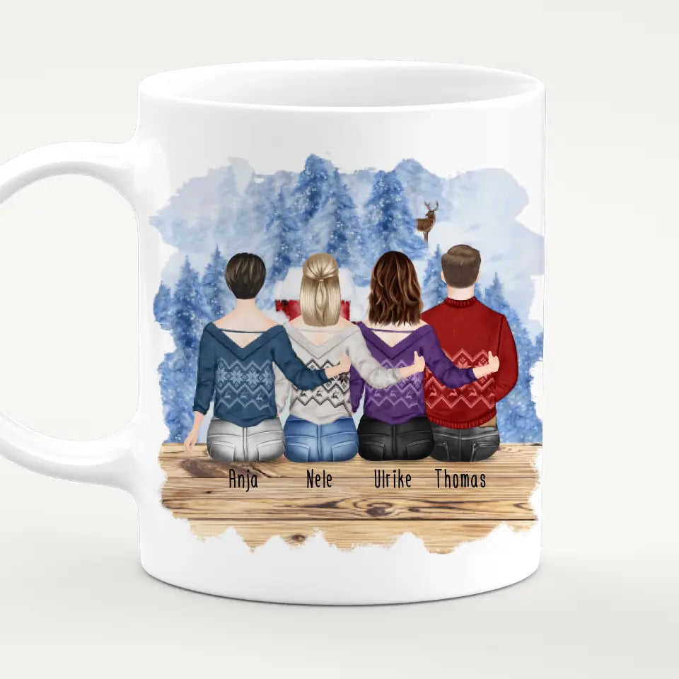 Personalisierte Tasse mit Mutter/Tochter/Sohn (2 Töchter + 1 Sohn) - Weihnachtstasse