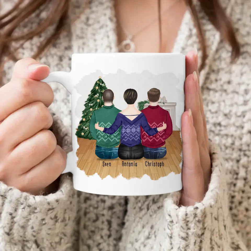 Personalisierte Tasse mit Mutter/Sohn (2 Söhne) - Weihnachtstasse