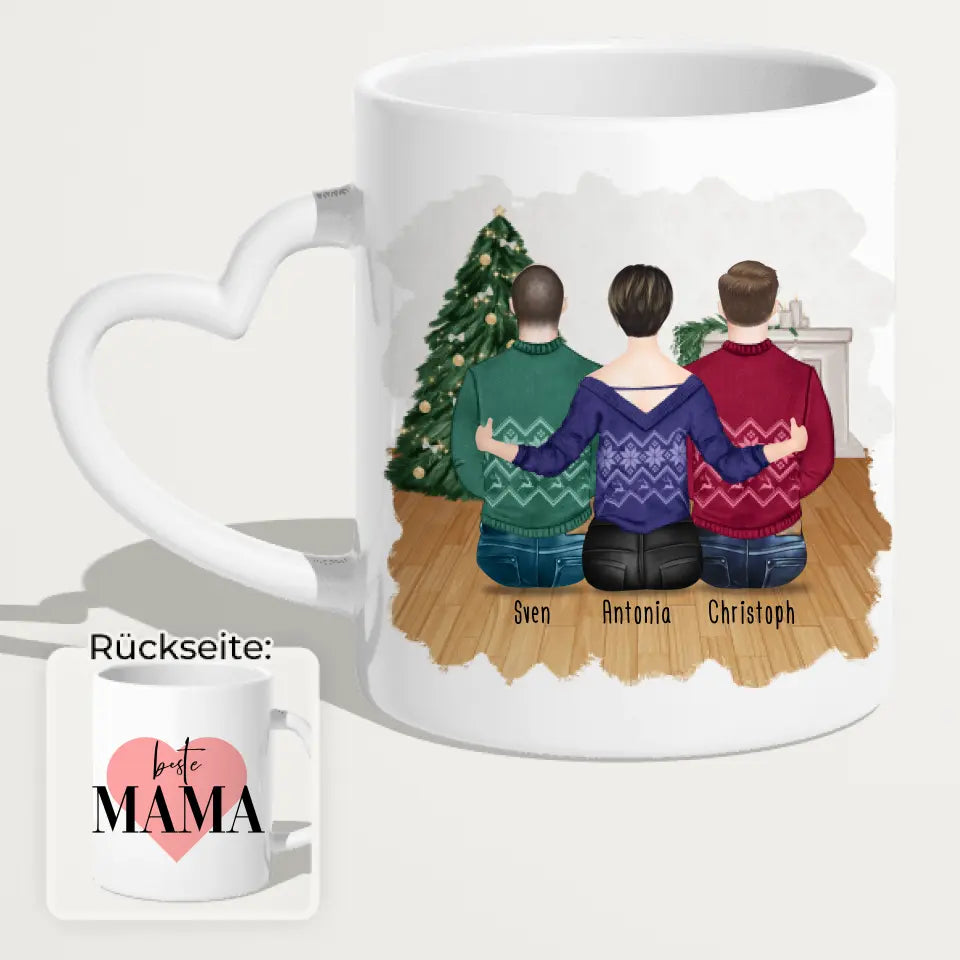 Personalisierte Tasse mit Mutter/Sohn (2 Söhne) - Weihnachtstasse