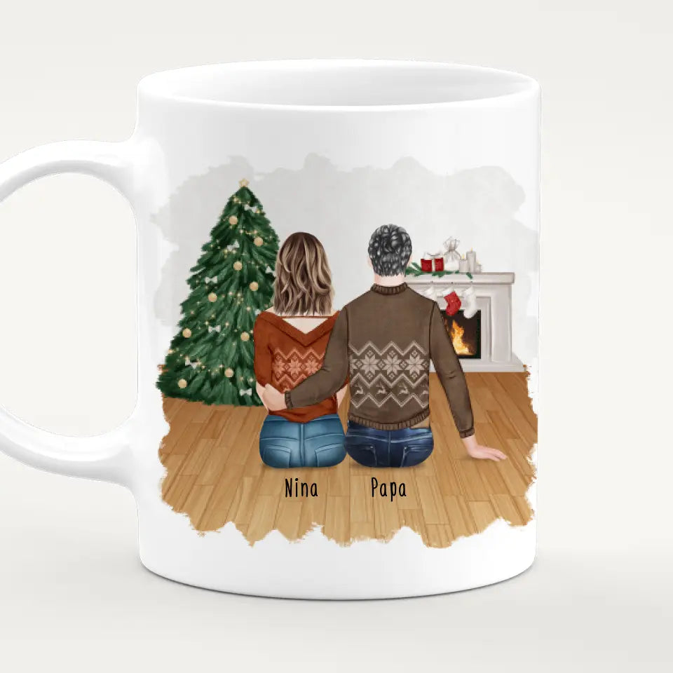 Personalisierte Tasse mit Vater/Tochter (1 Tochter) - Weihnachtstasse