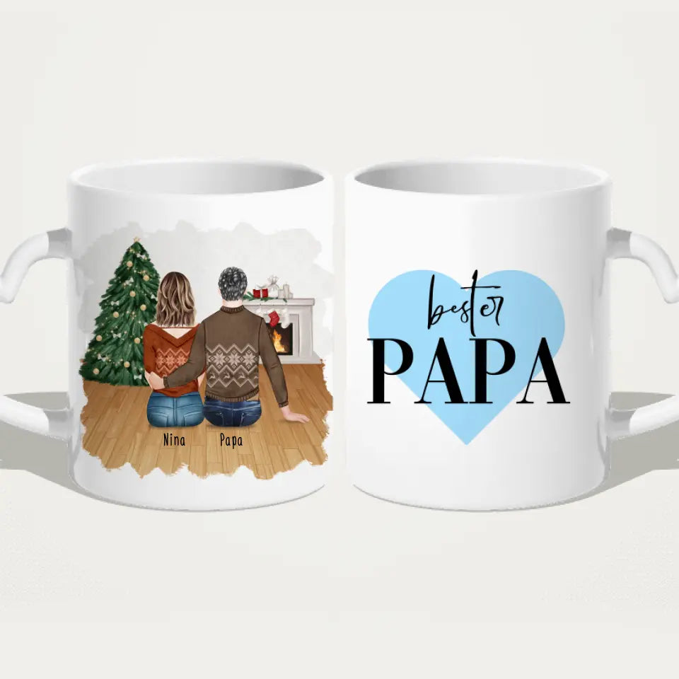 Personalisierte Tasse mit Vater/Tochter (1 Tochter) - Weihnachtstasse