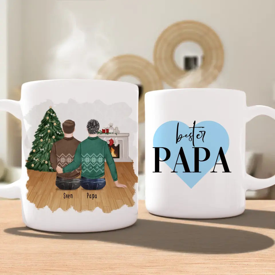 Personalisierte Tasse mit Vater/Sohn (1 Sohn) - Weihnachtstasse