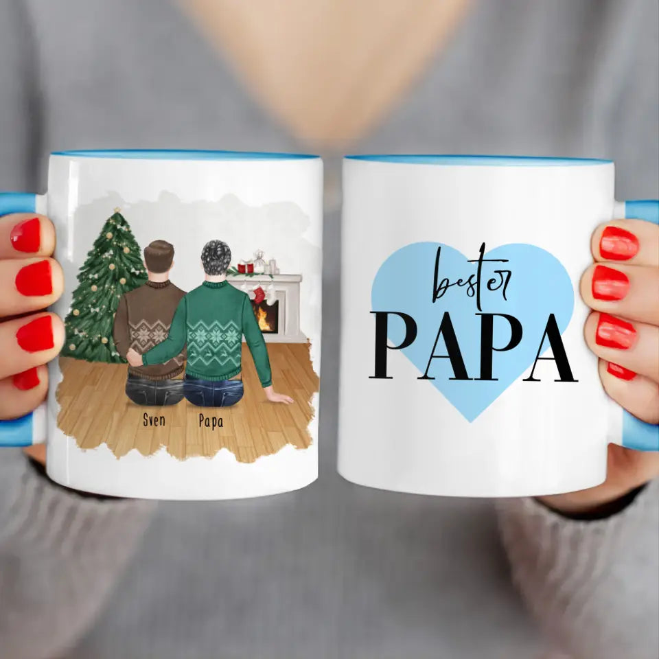 Personalisierte Tasse mit Vater/Sohn (1 Sohn) - Weihnachtstasse